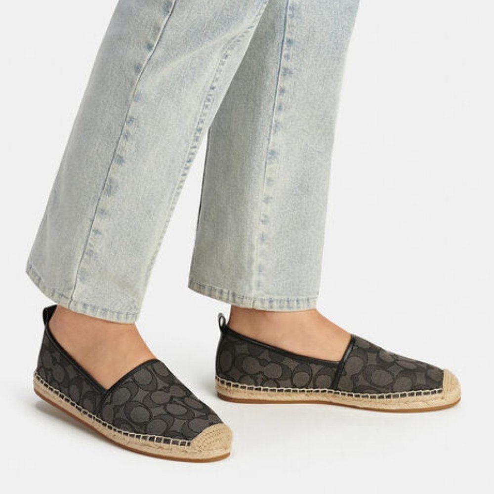 Coach Codi Espadrille Shoes In Signature Jacquard Black 11 - Picture 4 of 4